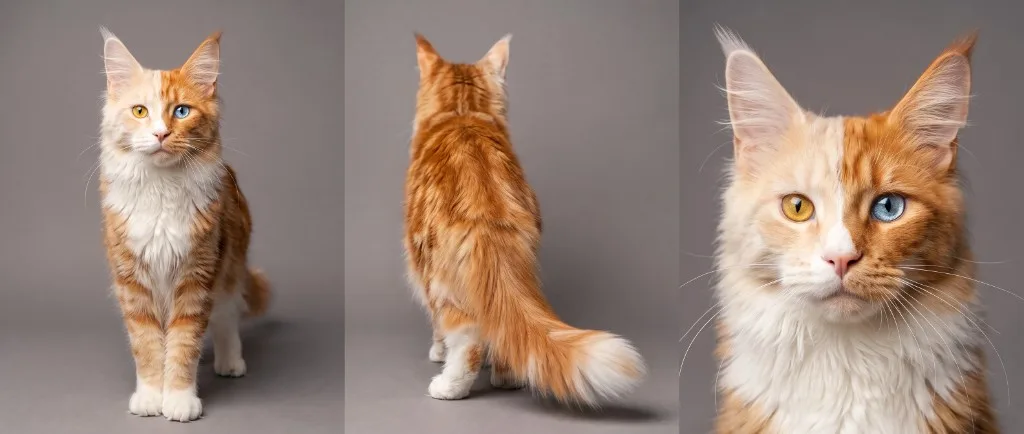 Turnaround of a ginger and white cat