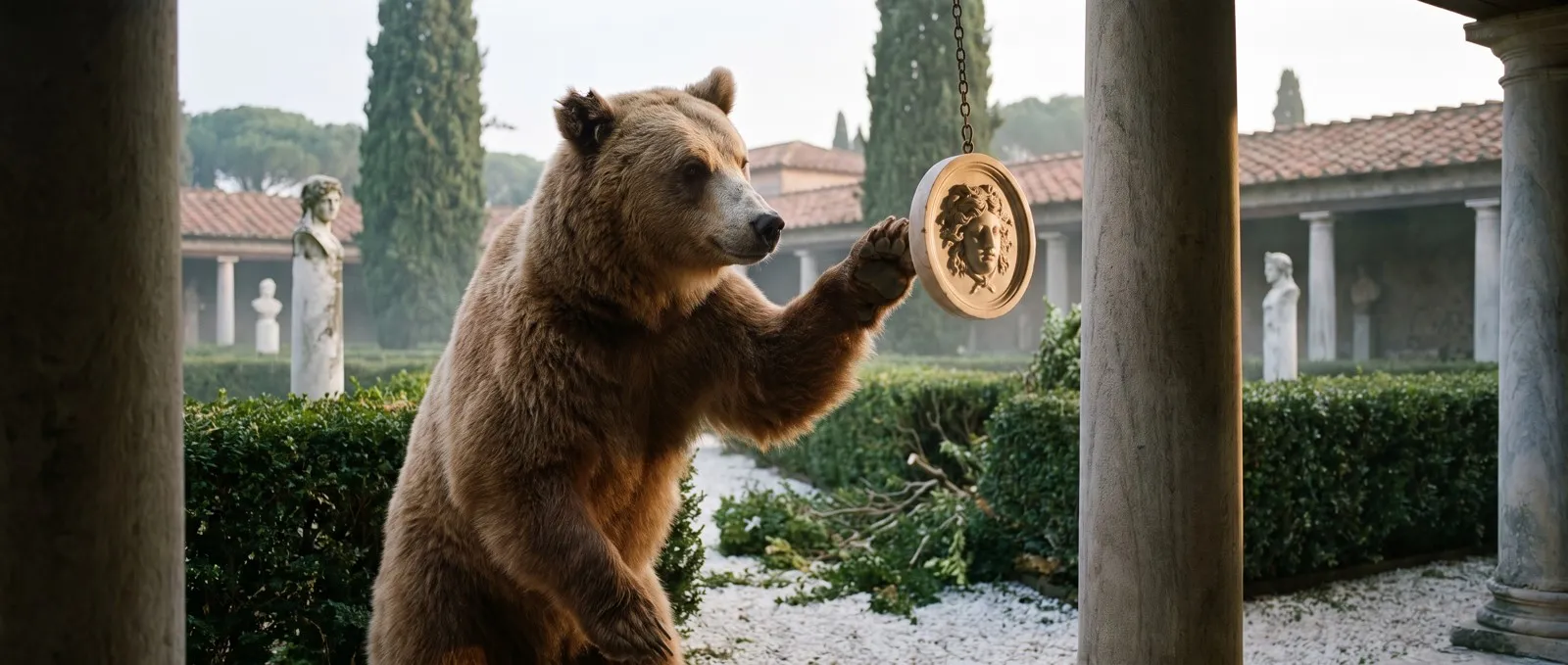 An earlier bear variation holding a mirror