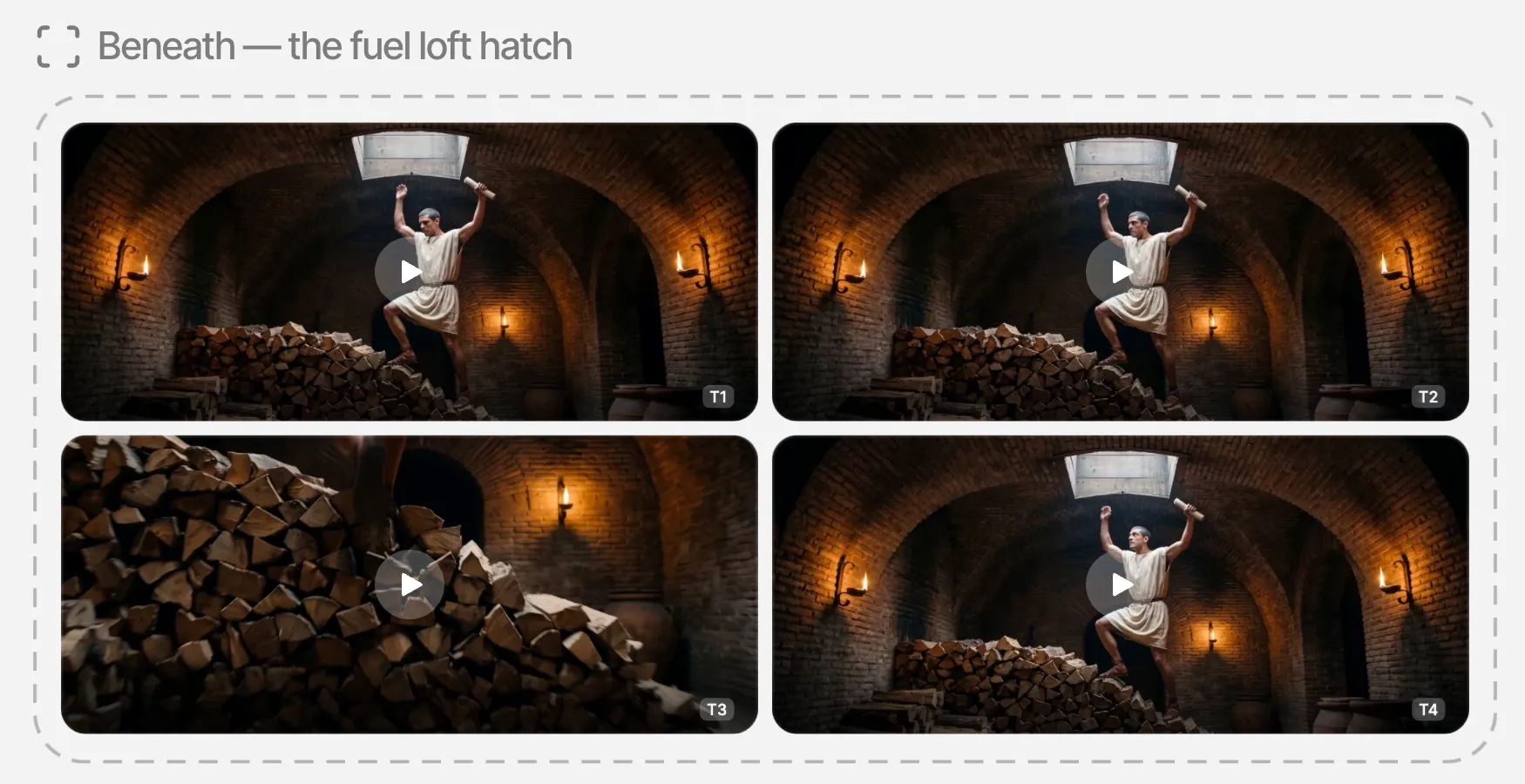 Devon’s chase variations grouped on a production page in Absurd