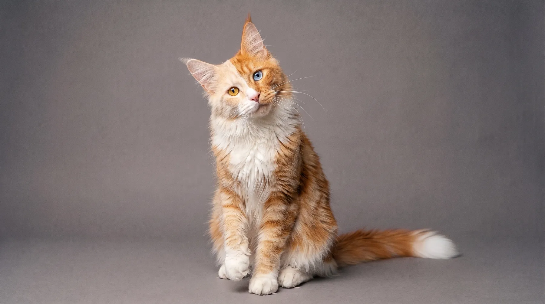 Jonesy, an orange-and-cream cat with different-coloured eyes